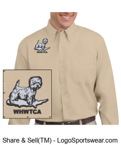 Men's Long Sleeve Dress Shirt with Embroidered Westie Design Zoom